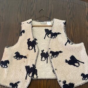 Coldwater Creek Womens Vest with Horse Design